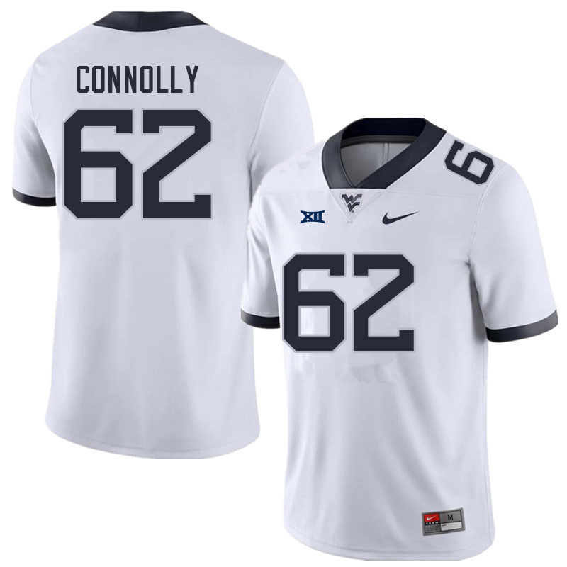 Men #62 Tyler Connolly West Virginia Mountaineers College Football Jerseys Sale-White - Click Image to Close